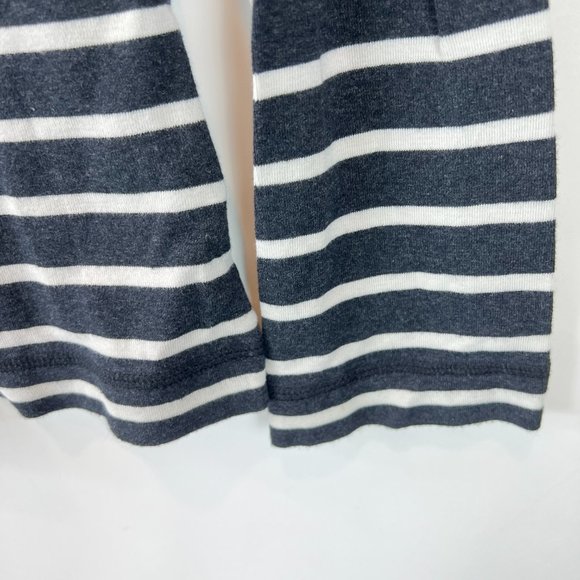 Tory Burch Sz Medium Gray White Striped Graphic Tee - Picture 6 of 15